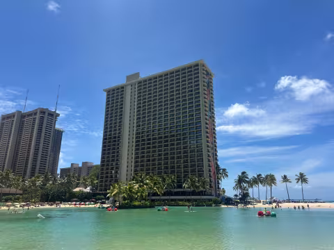 HHV Rainbow Twr from Lagoon side